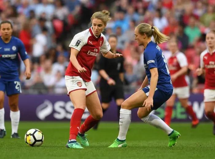 Framed Print : Arsenal's Vivianne Miedema Clashes with Chelsea's Magdalena Eriksson in FA Cup Final Showdown Framed Print : Arsenal's Vivianne Miedema Clashes with Chelsea's Magdalena Eriksson in FA Cup Final Showdown
