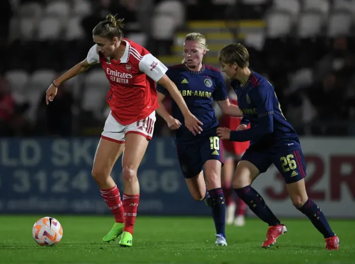 Framed Print : Arsenal's Vivianne Miedema Faces Off Against Ajax in UEFA Women's Champions League Qualifier Framed Print : Arsenal's Vivianne Miedema Faces Off Against Ajax in UEFA Women's Champions League Qualifier
