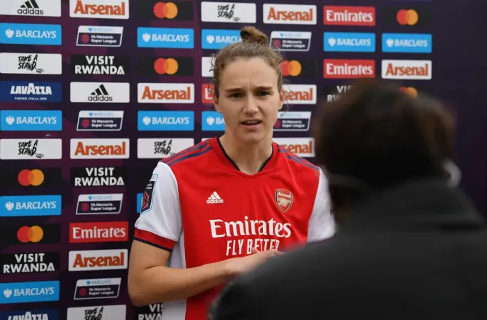 Framed Print : Arsenal's Vivianne Miedema Post-Match Interview: Arsenal Women vs Aston Villa Women, FA WSL (2021-22)