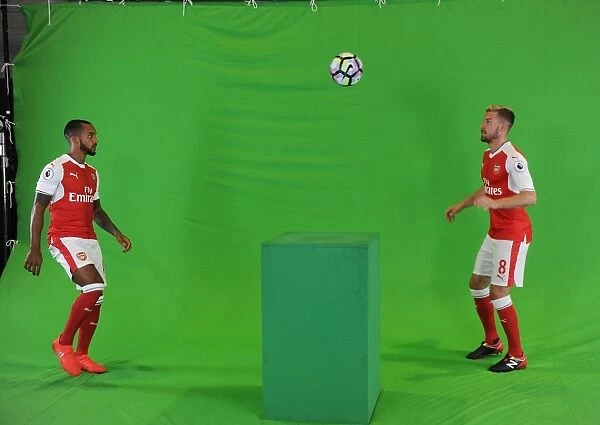 Arsenal's Walcott and Ramsey at 2016-17 First Team Photocall