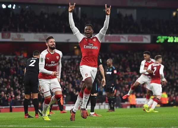 Arsenal's Welbeck and Giroud: Celebrating a Goal in Carabao Cup Quarterfinal vs West Ham