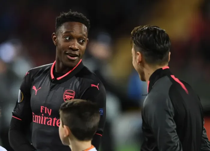 Framed Print : Arsenal's Welbeck and Ozil Engage Before Ostersunds Clash Framed Print : Arsenal's Welbeck and Ozil Engage Before Ostersunds Clash