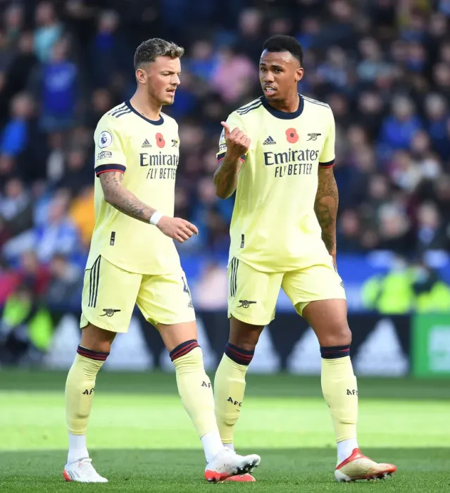 Framed Print : Arsenal's White and Gabriel Face Off Against Leicester City in Premier League Showdown