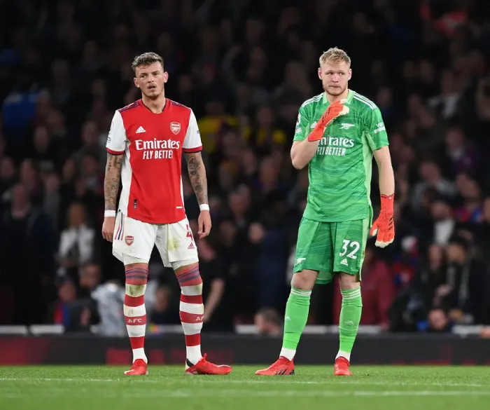 Framed Print : Arsenal's White and Ramsdale in Action against Crystal Palace (2021-22) Framed Print : Arsenal's White and Ramsdale in Action against Crystal Palace (2021-22)