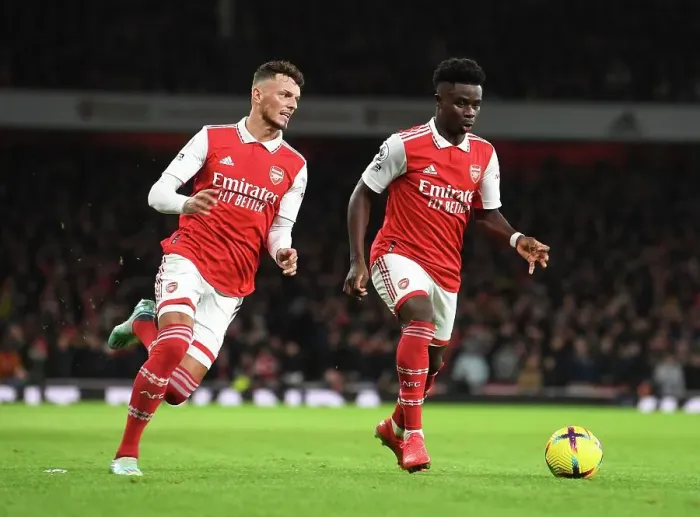 Framed Print : Arsenal's White and Saka in Action: Arsenal FC vs Newcastle United, Premier League 2022-23 Framed Print : Arsenal's White and Saka in Action: Arsenal FC vs Newcastle United, Premier League 2022-23
