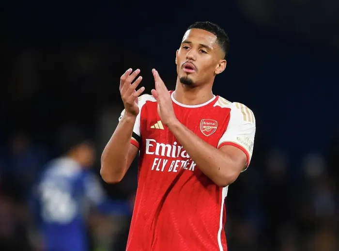 Framed Print : Arsenal's William Saliba Applauding Fans After Chelsea Rivalry: Premier League 2023-24 Framed Print : Arsenal's William Saliba Applauding Fans After Chelsea Rivalry: Premier League 2023-24