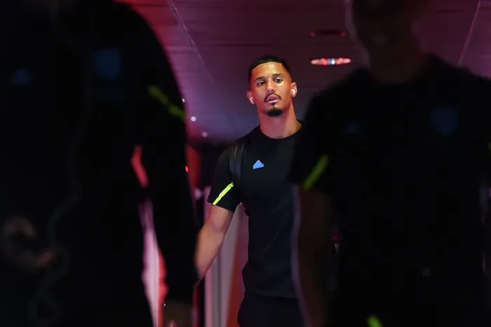 Framed Print : Arsenal's William Saliba Arrives at Emirates Stadium Ahead of Arsenal v Fulham Premier League Clash (2023-24) Framed Print : Arsenal's William Saliba Arrives at Emirates Stadium Ahead of Arsenal v Fulham Premier League Clash (2023-24)