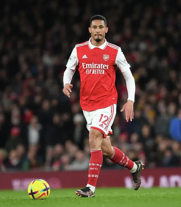 Framed Print : Arsenal's William Saliba Faces Off Against Everton in Premier League Showdown Framed Print : Arsenal's William Saliba Faces Off Against Everton in Premier League Showdown