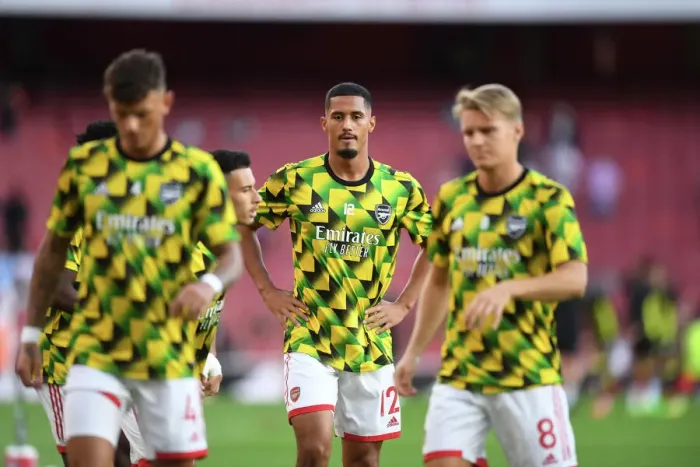 Framed Print : Arsenal's William Saliba Gears Up: Arsenal FC vs Aston Villa, Premier League 2022-23 Framed Print : Arsenal's William Saliba Gears Up: Arsenal FC vs Aston Villa, Premier League 2022-23