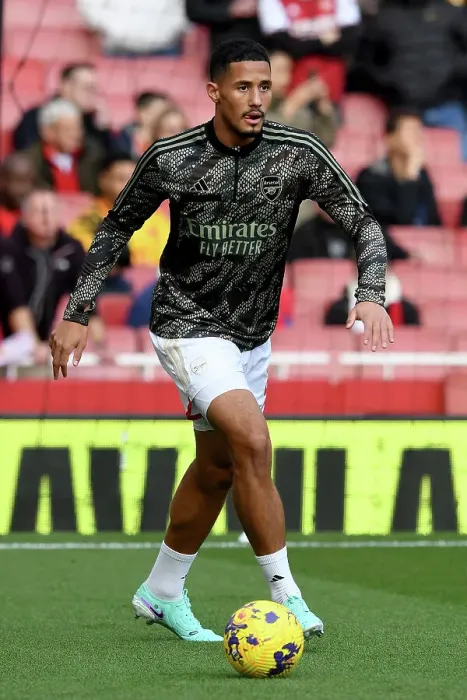 Framed Print : Arsenal's William Saliba Gears Up: Arsenal FC vs Sheffield United, Premier League 2023-24