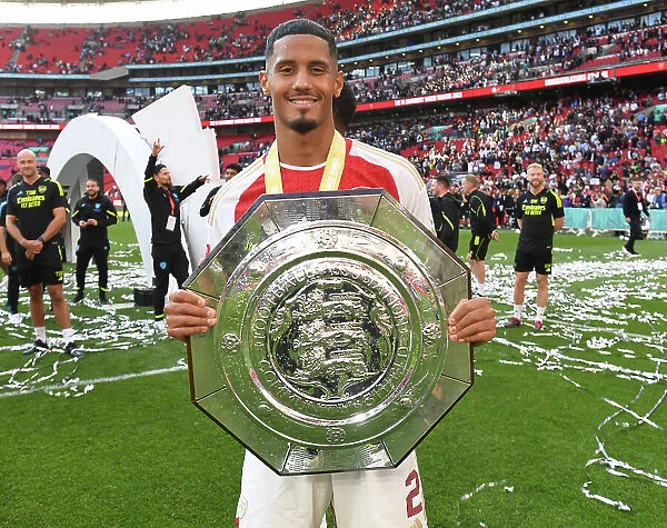Arsenal's William Saliba Reacts After FA Community Shield Loss to Manchester City, 2023-24