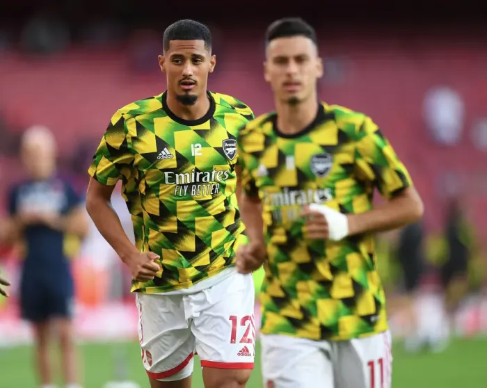 Framed Print : Arsenal's William Saliba Ready for Action Against Aston Villa (2022-23) Framed Print : Arsenal's William Saliba Ready for Action Against Aston Villa (2022-23)