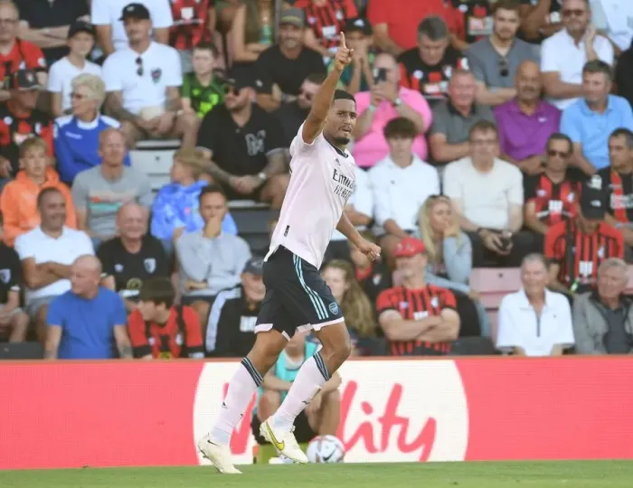 Framed Print : Arsenal's William Saliba Scores Third Goal in AFC Bournemouth Victory, 2022-23 Premier League Framed Print : Arsenal's William Saliba Scores Third Goal in AFC Bournemouth Victory, 2022-23 Premier League