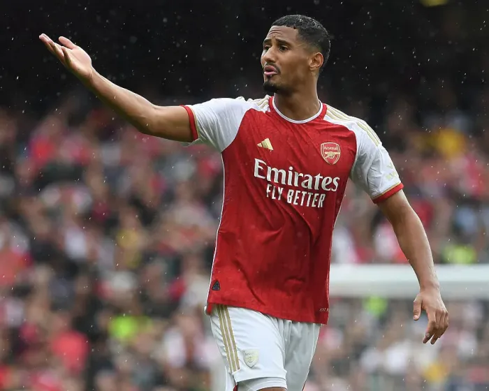 Framed Print : Arsenal's William Saliba Shines in 2023-24 Premier League Opener Against Fulham Framed Print : Arsenal's William Saliba Shines in 2023-24 Premier League Opener Against Fulham