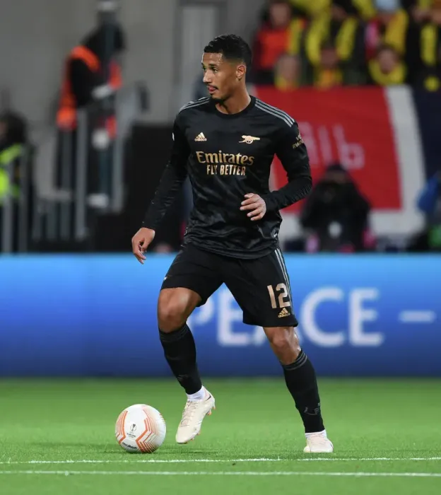 Framed Print : Arsenal's William Saliba Shines in Europa League Clash against Bodø / Glimt Framed Print : Arsenal's William Saliba Shines in Europa League Clash against Bodø / Glimt
