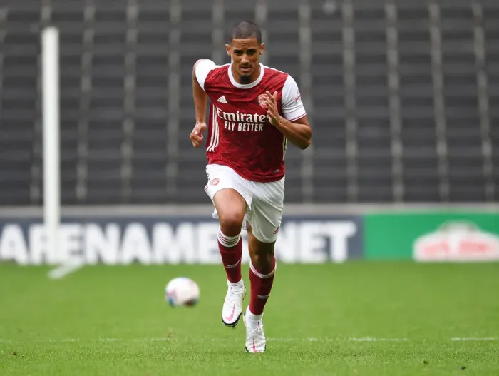 Framed Print : Arsenal's William Saliba Shines in Pre-Season Action Against MK Dons
