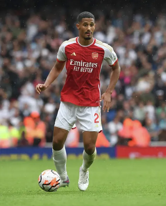 Framed Print : Arsenal's William Saliba Shines in Premier League Clash Against Fulham (2023-24)