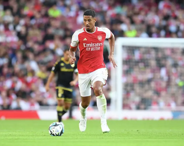 Framed Print : Arsenal's William Saliba Takes on AS Monaco in 2023-24 Emirates Cup Showdown Framed Print : Arsenal's William Saliba Takes on AS Monaco in 2023-24 Emirates Cup Showdown