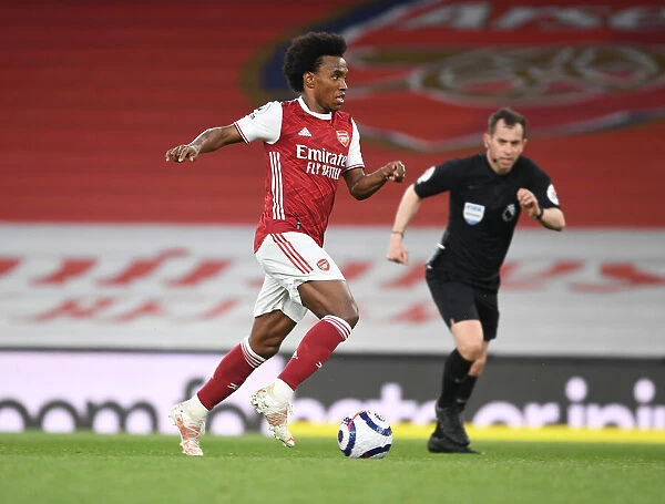 Arsenal's Willian in Action: 2020-21 Premier League Match vs. West Bromwich Albion (Behind Closed Doors)