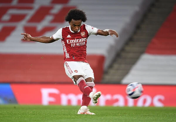 Arsenal's Willian Scores Third Goal Against West Bromwich Albion in Empty Emirates Stadium (2020-21)