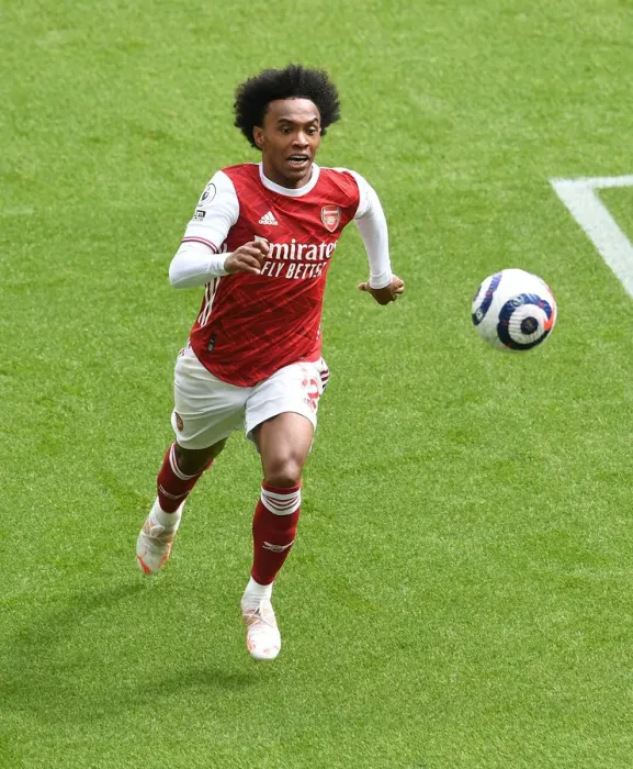 Framed Print : Arsenal's Willian at Empty St. James Park: Premier League 2021 (Newcastle United vs Arsenal) Framed Print : Arsenal's Willian at Empty St. James Park: Premier League 2021 (Newcastle United vs Arsenal)