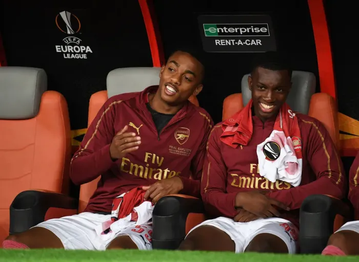 Framed Print : Arsenal's Willock and Nketiah: United Before the Europa League Final Against Chelsea, Baku 2019