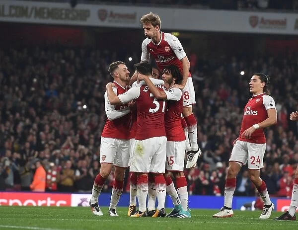 Arsenal's Winning Moment: Ramsey, Lacazette, Kolasinac, Elneny, Monreal Celebrate 2nd Goal vs. West Bromwich Albion (2017-18)