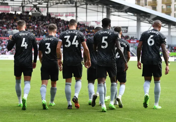 Framed Print : Arsenal's Winning Moment: White, Tierney, Xhaka, Partey, and Magalhaes Celebrate First Goal Against Brentford (Brentford v Arsenal 2022-23) Framed Print : Arsenal's Winning Moment: White, Tierney, Xhaka, Partey, and Magalhaes Celebrate First Goal Against Brentford (Brentford v Arsenal 2022-23)