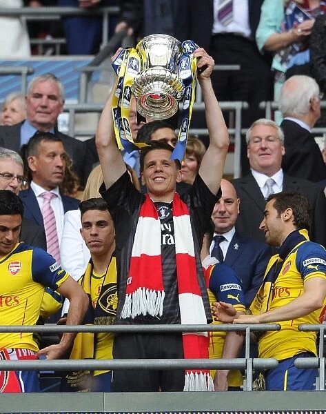 Arsenal's Wojciech Szczesny Celebrates FA Cup Victory over Aston Villa