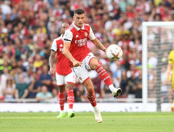 Arsenal's Xhaka in Action: Arsenal FC vs Fulham FC, Premier League 2022-23