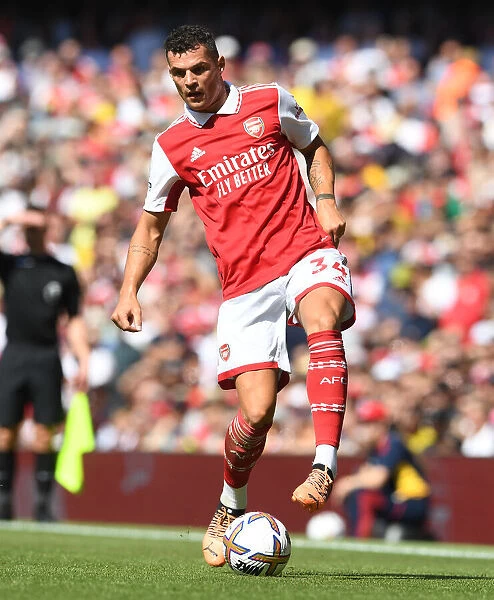 Arsenal's Xhaka in Action: Arsenal FC vs Leicester City, Premier League 2022-23