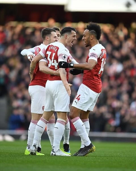Arsenal's Xhaka and Aubameyang Celebrate Goal Against Manchester United (2018-19)