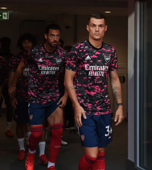 Framed Print : Arsenal's Xhaka Leads the Charge in Brentford Showdown - Premier League 2021-22