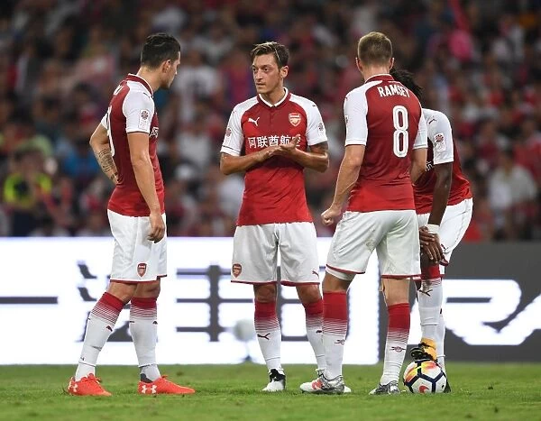 Arsenal's Xhaka, Ozil, and Ramsey Pre-Season Training with Chelsea in Beijing, 2017