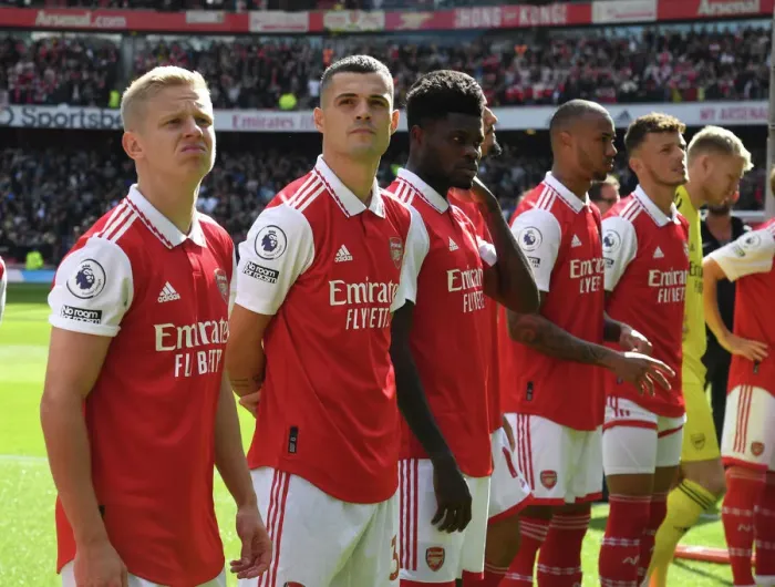 Framed Print : Arsenal's Xhaka, Partey, and Zinchenko Prepare for Arsenal v Tottenham Showdown (2022-23)