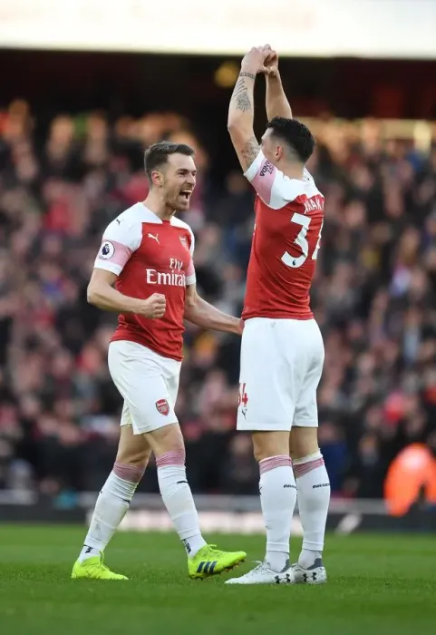 Framed Print : Arsenal's Xhaka and Ramsey: Unstoppable Duo Celebrates Goal Against Manchester United Framed Print : Arsenal's Xhaka and Ramsey: Unstoppable Duo Celebrates Goal Against Manchester United