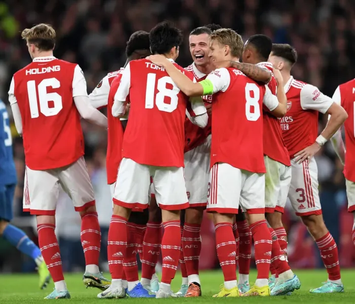 Framed Print : Arsenal's Xhaka Scores and Celebrates in Europa League Victory: Arsenal FC vs PSV Eindhoven, 2022-23 Framed Print : Arsenal's Xhaka Scores and Celebrates in Europa League Victory: Arsenal FC vs PSV Eindhoven, 2022-23