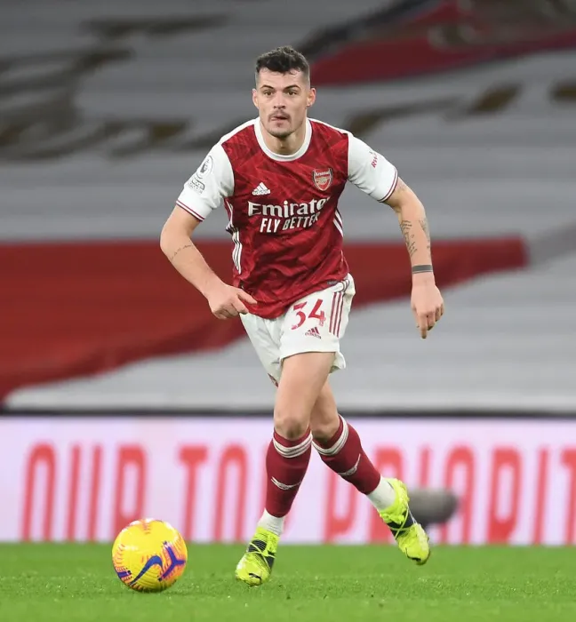 Framed Print : Arsenal's Xhaka Stellar Performance at Empty Emirates vs Manchester United (Premier League 2021)