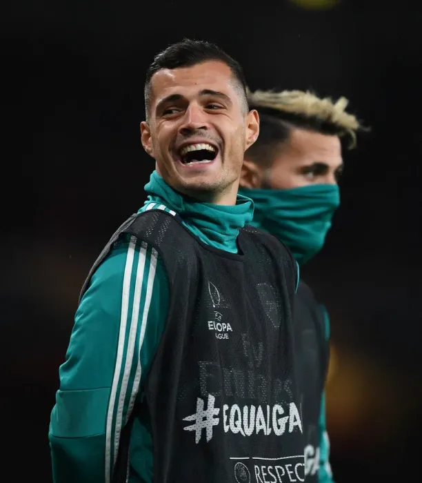 Framed Print : Arsenal's Xhaka Substitution: A Moment from the Arsenal vs Standard Liege UEFA Europa League Match, 2019-20