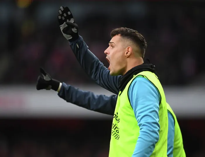 Framed Print : Arsenal's Xhaka Watches from the Sidelines During Arsenal v AFC Bournemouth Premier League Match, 2022-23 Framed Print : Arsenal's Xhaka Watches from the Sidelines During Arsenal v AFC Bournemouth Premier League Match, 2022-23