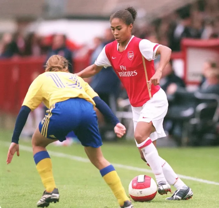 Framed Print : Arsenal's Yankey Scores Twice as Arsenal Ladies Advance to UEFA Cup Final: 3-0 Victory over Brondby's Falk