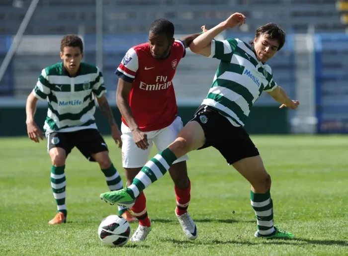 Framed Print : Arsenal's Zak Ansah Clashes with Sporting's Joao Pinto in NextGen Series 3rd Place Play Off Framed Print : Arsenal's Zak Ansah Clashes with Sporting's Joao Pinto in NextGen Series 3rd Place Play Off