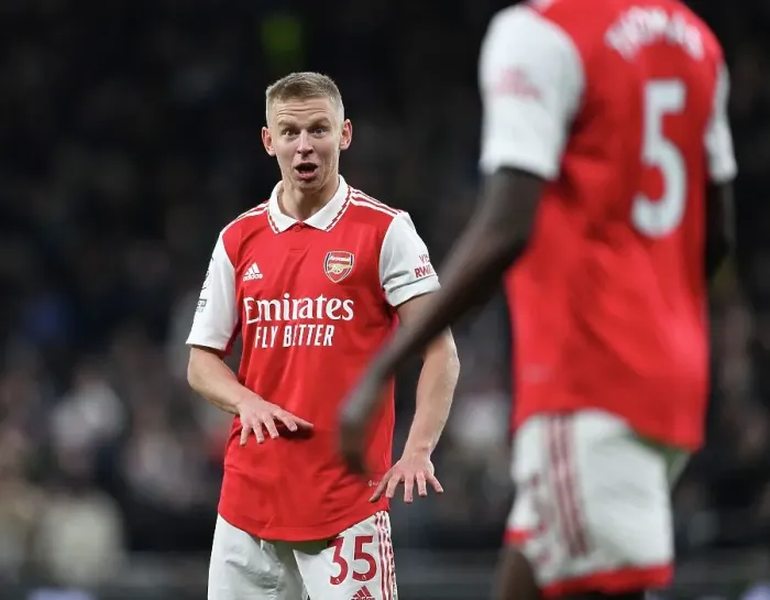Framed Print : Arsenal's Zinchenko in Action: Battle of North London - Arsenal vs. Tottenham, Premier League 2023