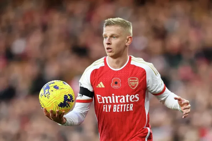 Framed Print : Arsenal's Zinchenko Prepares for Throw-In Against Burnley in 2023-24 Premier League