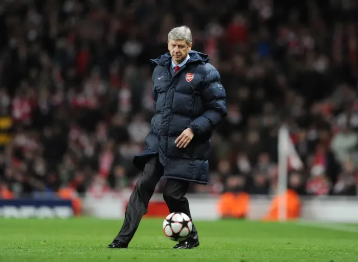 Framed Print : Arsene Wenger at the 2010 UEFA Champions League Quarterfinal: Arsenal vs Barcelona (2:2)