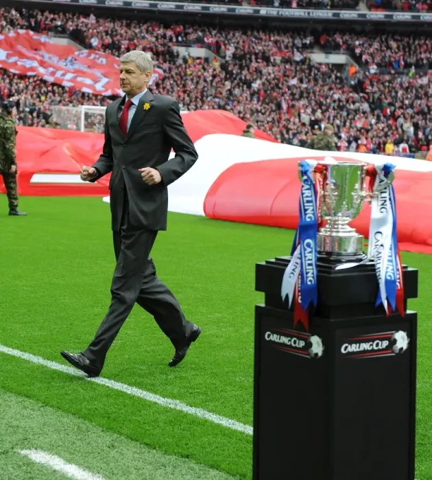 Framed Print : Arsene Wenger at the 2011 Carling Cup Final: Arsenal vs Birmingham City, Wembley Stadium