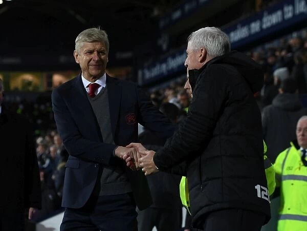 Arsene Wenger and Alan Pardew Pre-Match Handshake: West Bromwich Albion vs. Arsenal, Premier League 2017-18