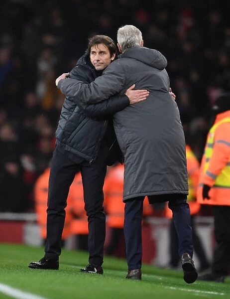 Arsene Wenger and Antonio Conte Embrace After Arsenal vs. Chelsea Match, 2018