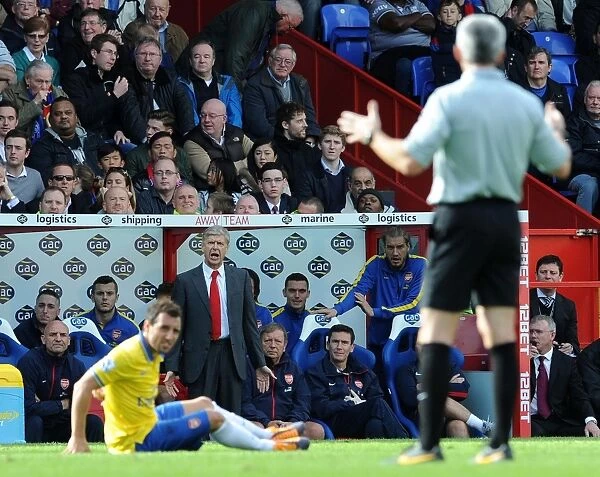 Arsene Wenger Appeals for Free Kick during Crystal Palace vs Arsenal, Premier League 2013-14