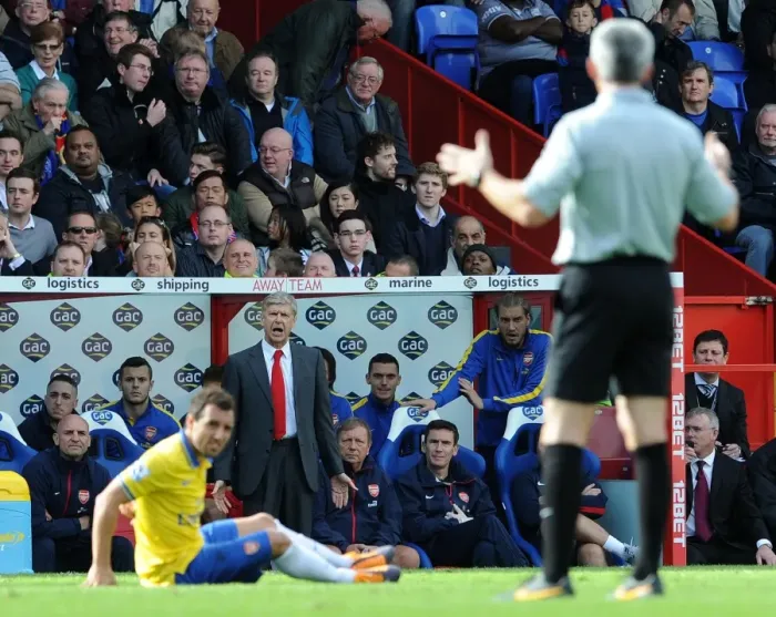 Framed Print : Arsene Wenger Appeals for Free Kick during Crystal Palace vs Arsenal, Premier League 2013-14 Framed Print : Arsene Wenger Appeals for Free Kick during Crystal Palace vs Arsenal, Premier League 2013-14